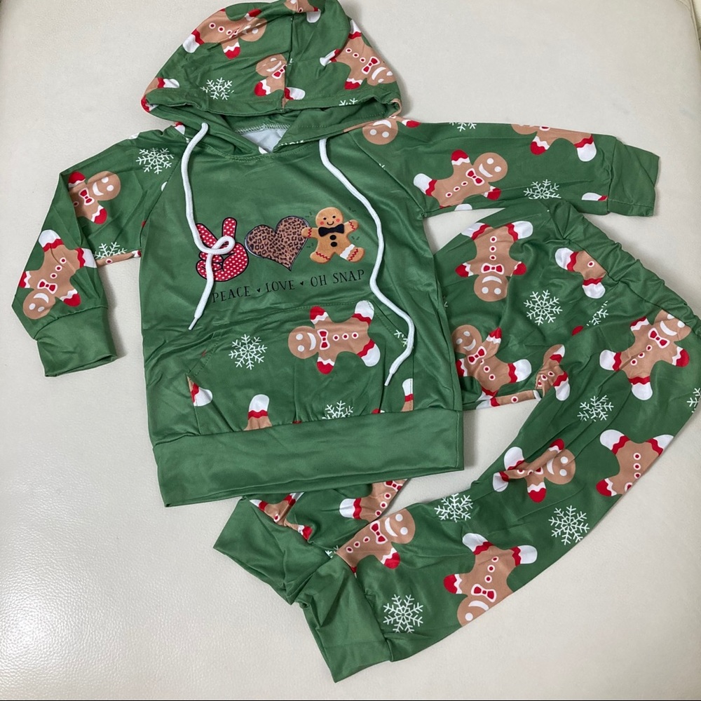 Christmas cute gingerbread hoodie pants set